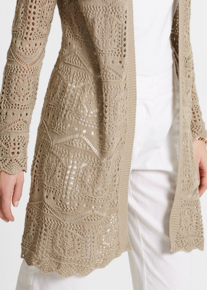 Ajour-Longstrickjacke