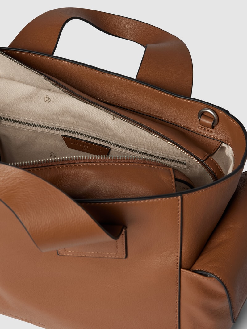 Shopper mit Label-Details Modell 'Sienna' in haselnuss braun