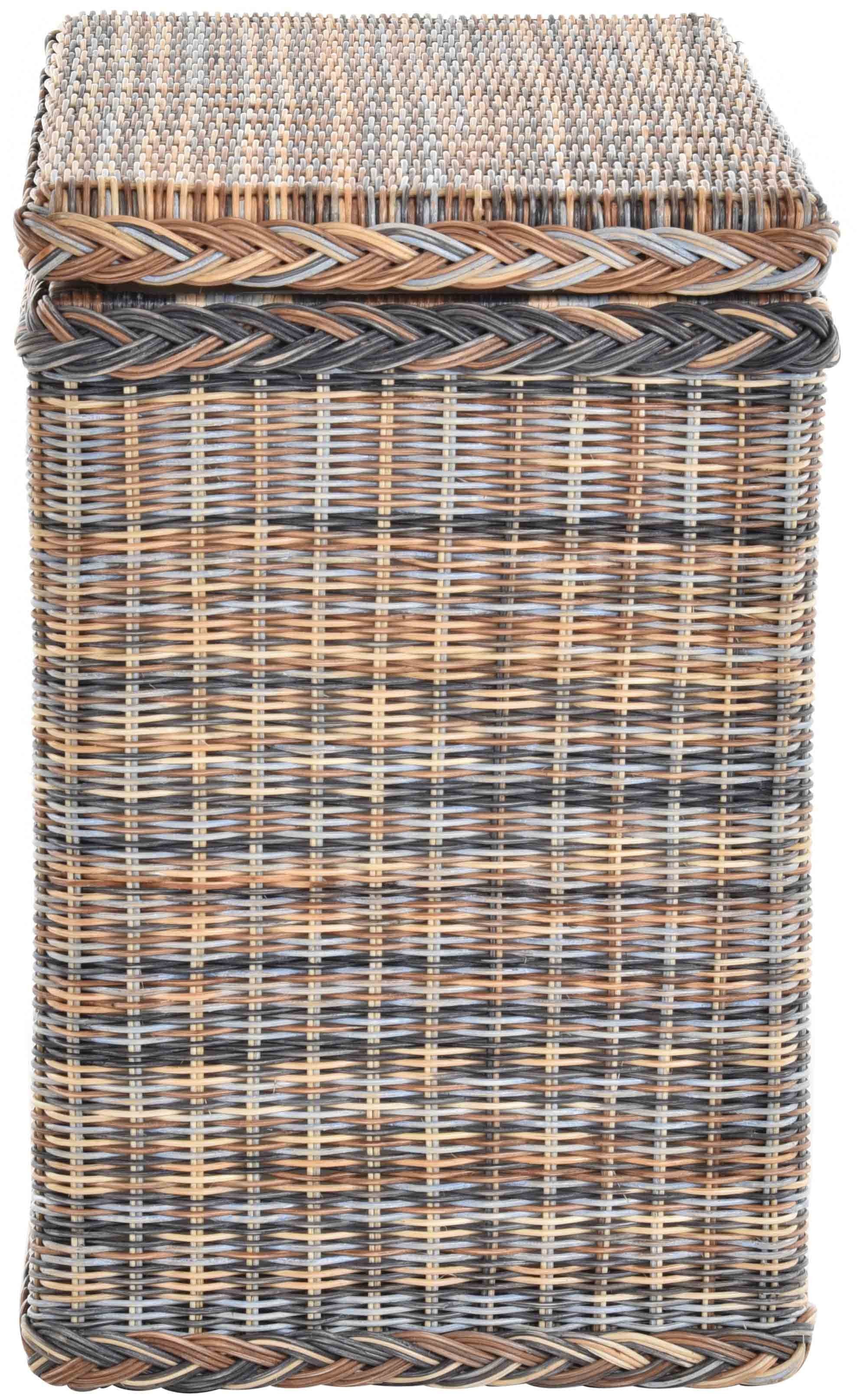 Krines Home Wäschesortierer Rattan Wäschekorb 3 Fächer Wäschesammler Wäschesortierer Unterteilung, mit Deckel und drei Unterteilungen