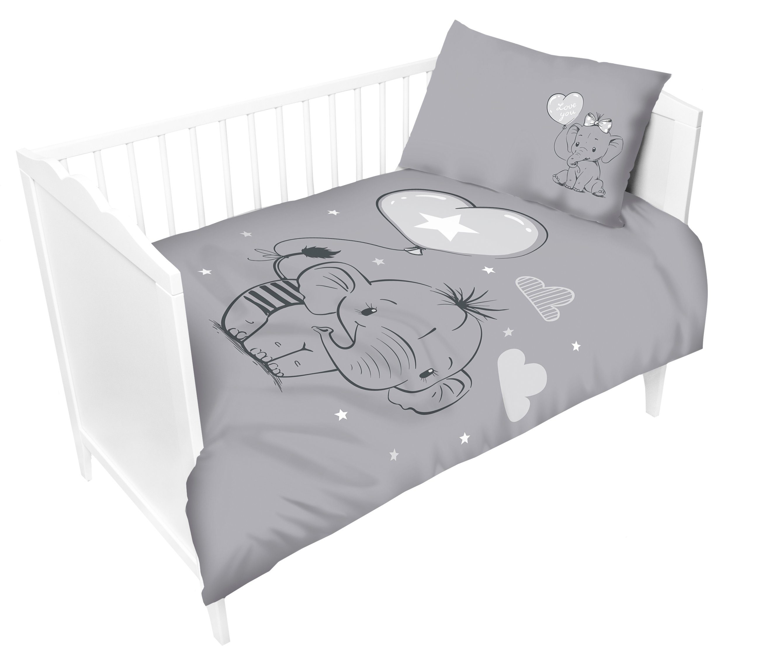 Babybettwäsche Wendebettwäsche Set Elefant 2tlg. 100% Baumwolle 100x135 cm + 40x60 cm, Häßler Homefashion, Baumwolle, 2 teilig