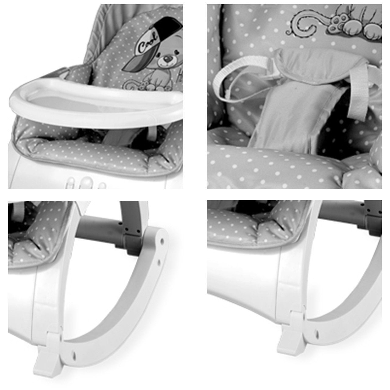 Lorelli Babywippe Baby Rocker, Babywippe ALEX 3 in 1, Tisch Vibrationsfunktion, 4 Melodien