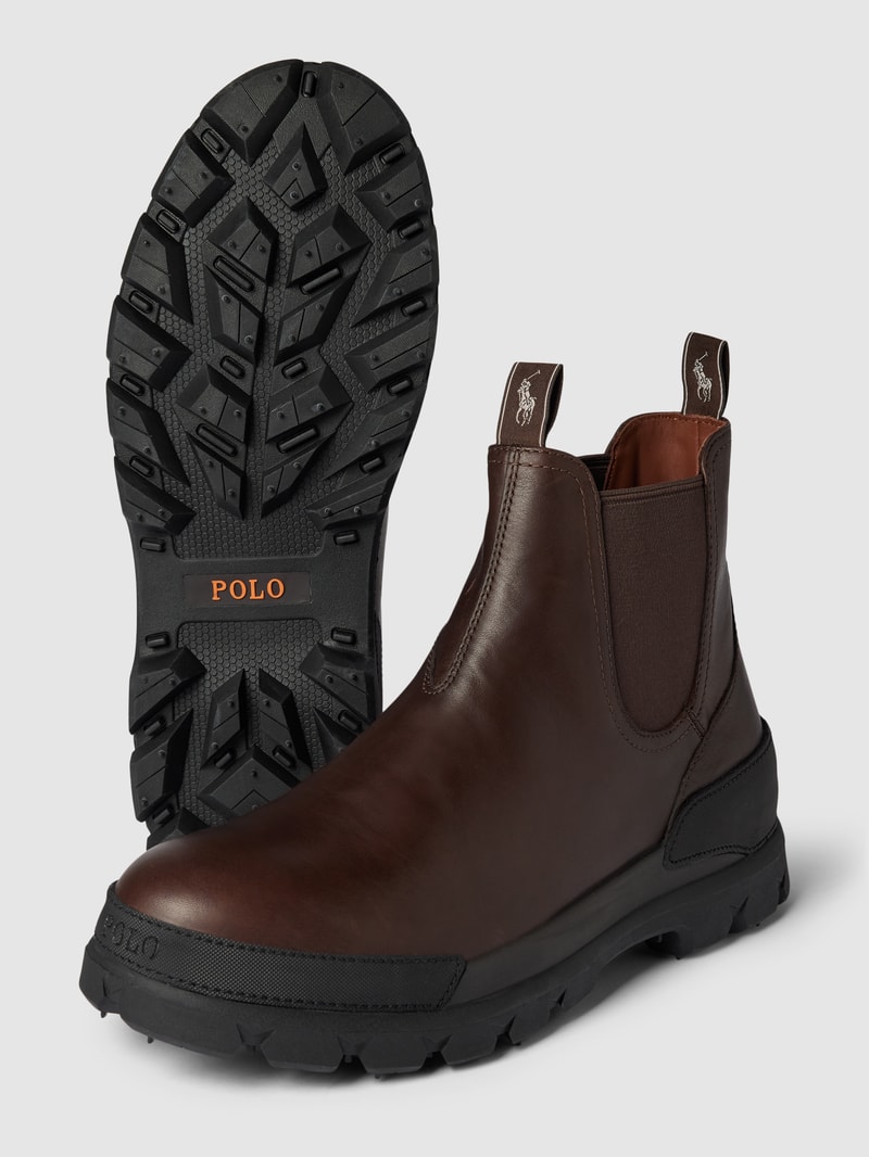 Chelsea Boots aus Leder mit Logo-Detail Modell 'OSLO' in dunkelbraun