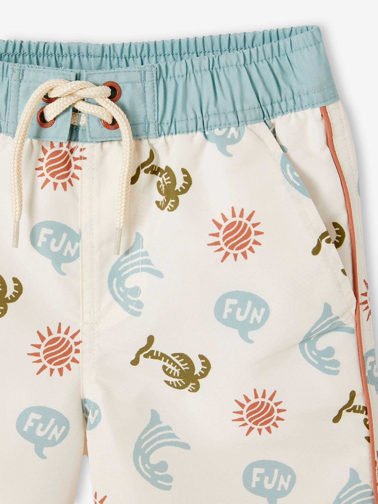 Vertbaudet Jungen Badeshorts Oeko-Tex - beige bedruckt