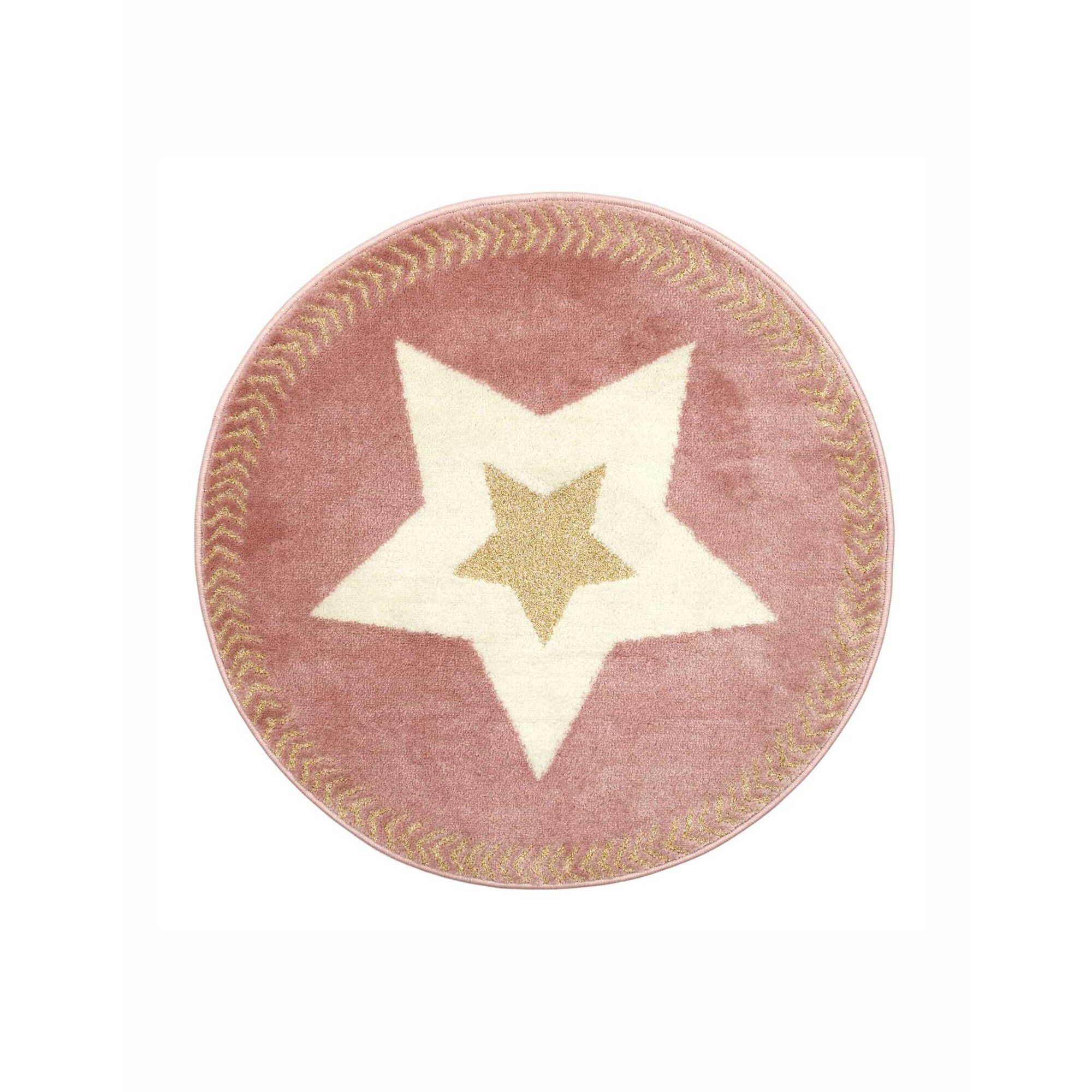 Tapis rose imprimé grandes étoiles