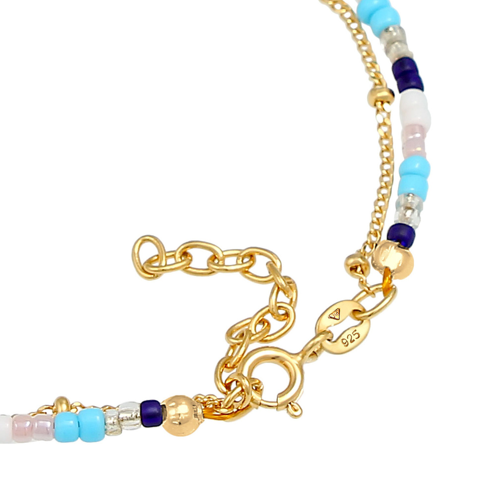 Elli Elli Bracelet Femme Kauri Shell Ball Necklace Perles colorées en argent sterling  Bracelet