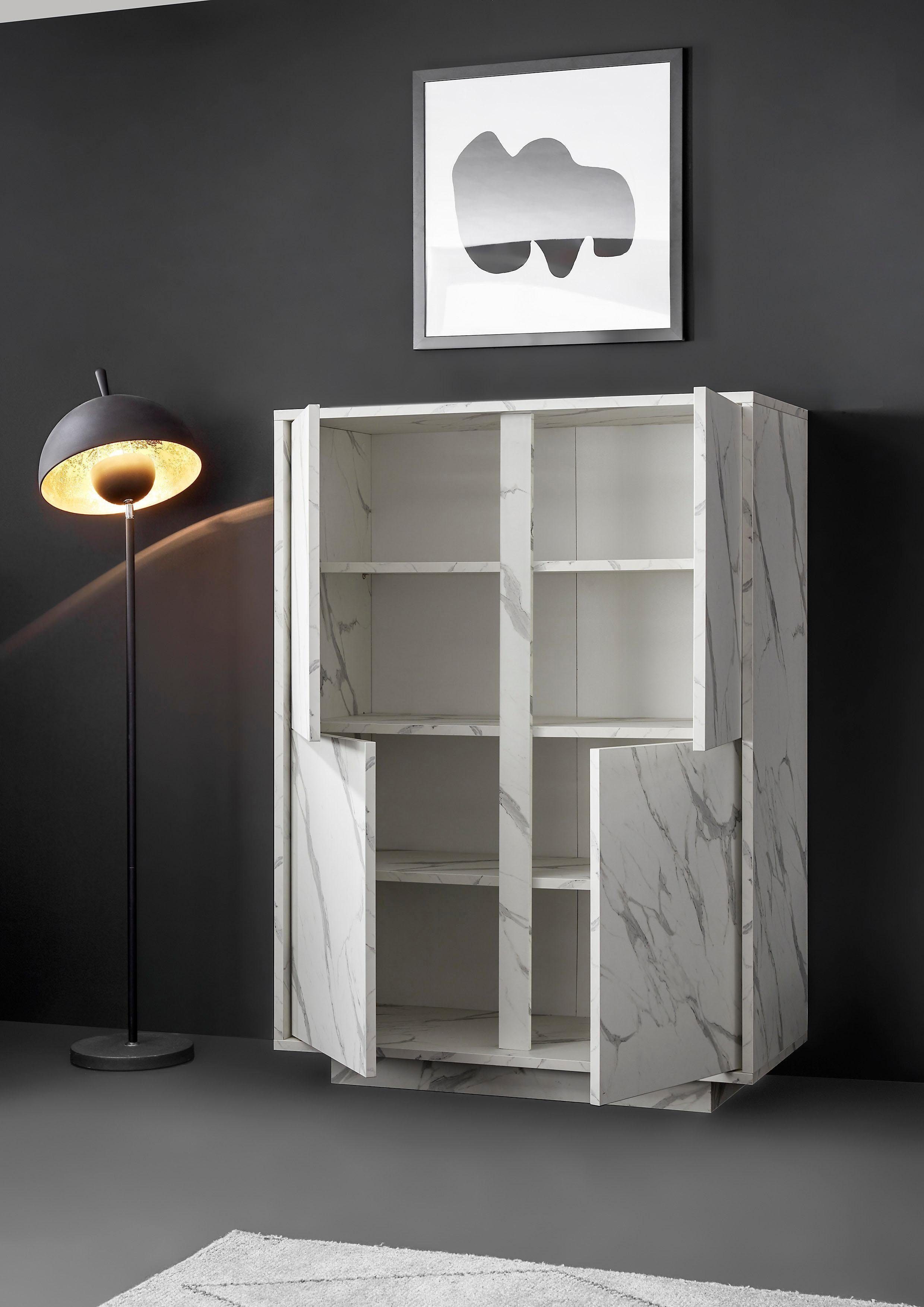 LC Highboard Carrara, grifflos