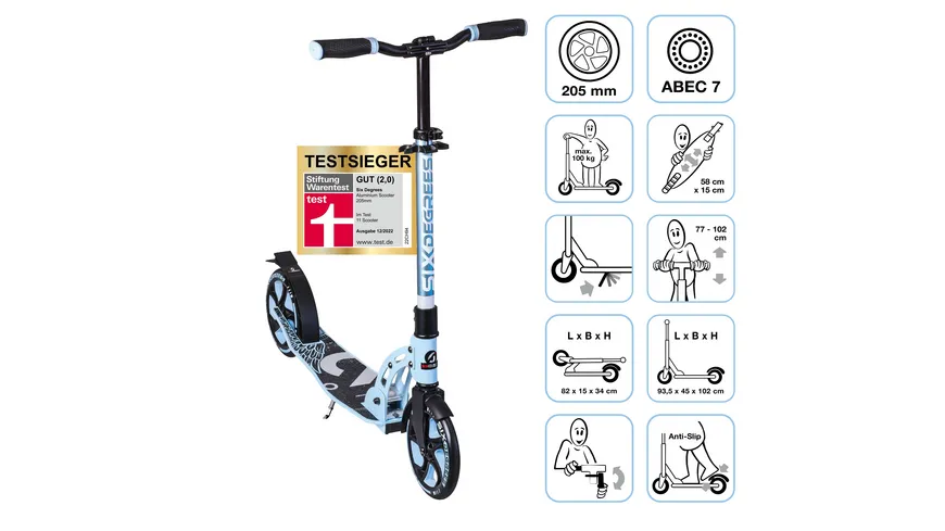 Authentic 568 Six Degree Scooter 205mm pastellblau