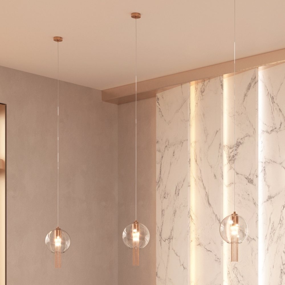 Maytoni Hängeleuchte Pendelleuchte Flusso in Gold und Transparent GU10 250mm, keine Angabe, Leuchtmittel enthalten: Nein, warmweiss, Hängeleuchte, Pendellampe, Pendelleuchte