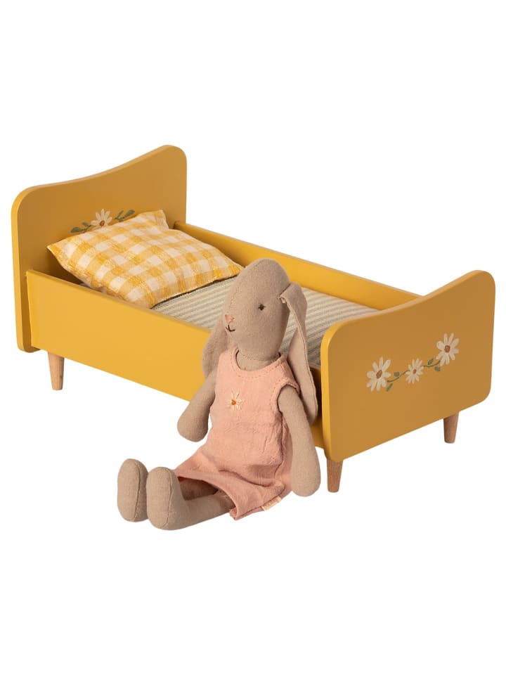 Maileg Bett aus Holz Gelb mit Blumen 26 cm günstig kaufen onesize