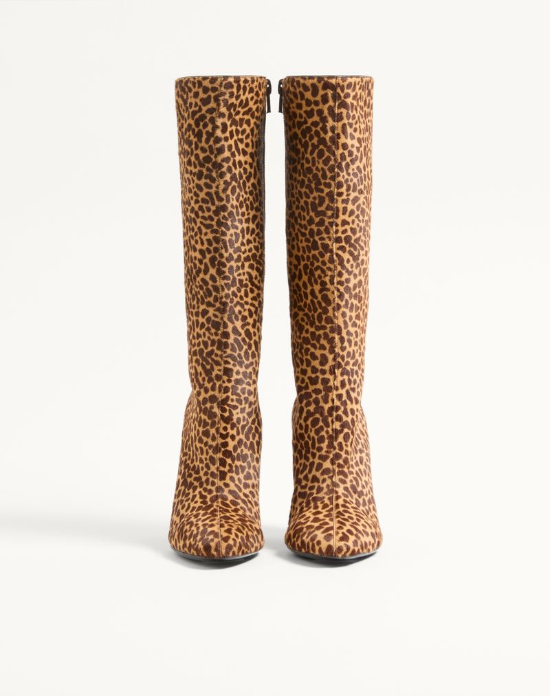 Bota Hotty 100mm em couro de bezerro com efeito pônei