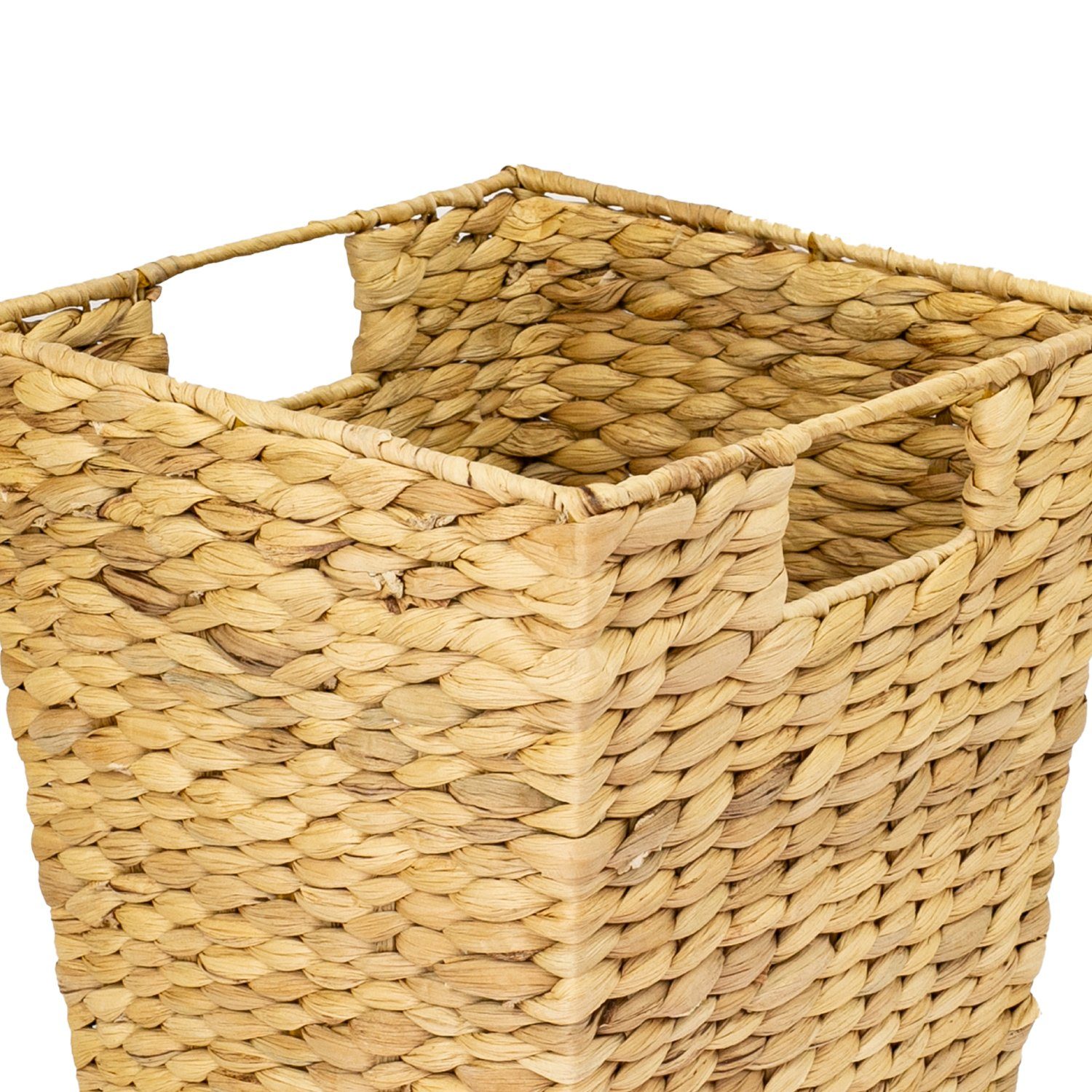 HMF Papierkorb Nachhaltiger Multifunktionskorb aus Wasserhyazinthe, Eckiger Flechtkorb für vielseitige Aufbewahrung, 30cm