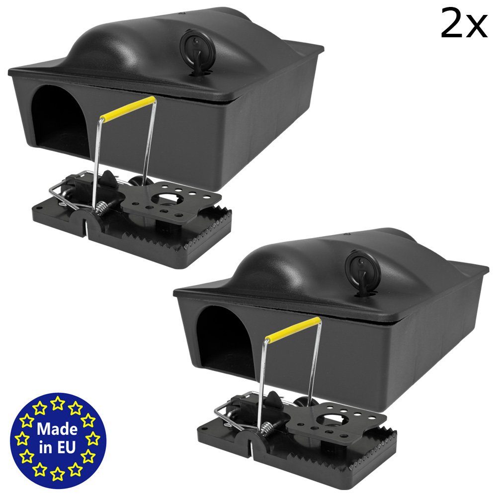 Petigi Köderbox Rattenfalle Köderbox Mäusefalle Köderstation Schlagfalle Schwarz