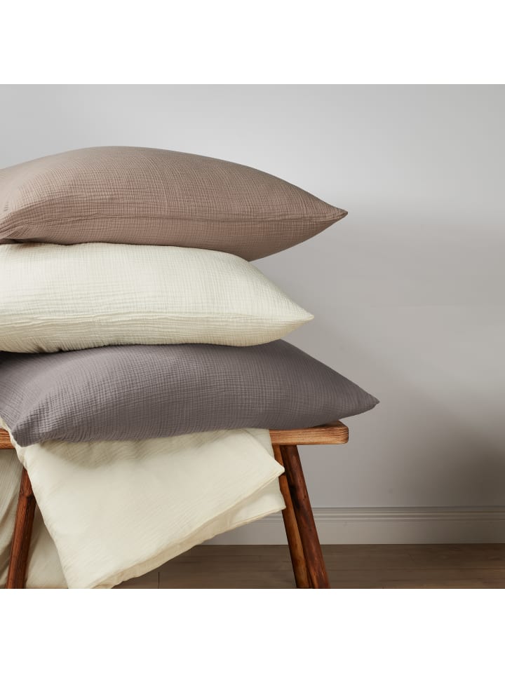 Schiesser Musselin-Bettwäscheset Molly in Taupe günstig kaufen 135 x 200 cm