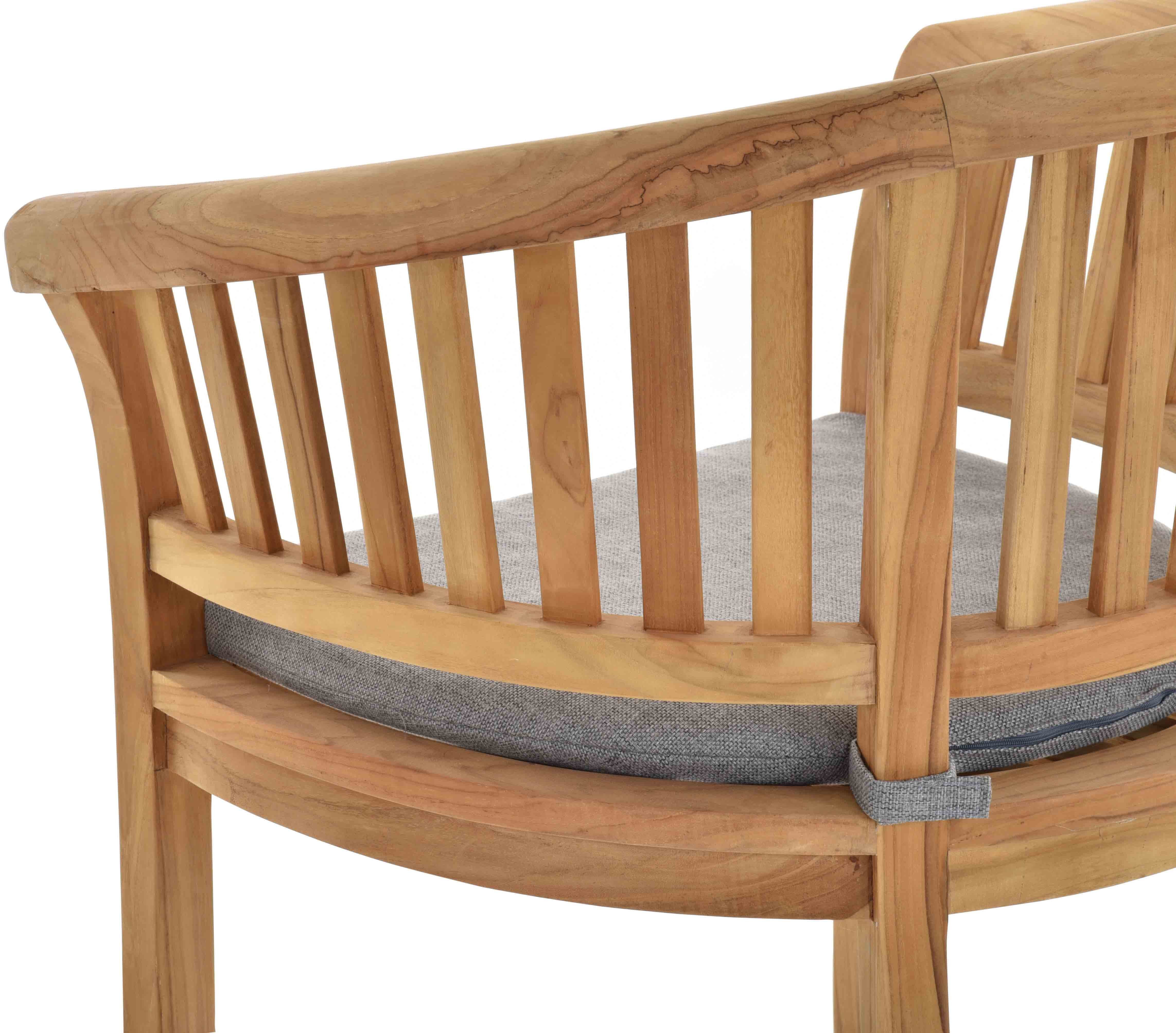 Krines Home Esszimmerstuhl 2er Set Teakstuhl Holz Teak Stuhl Esszimmerstuhl mit Lehne mit Polster (2er-Set, 2 St), Sessel mit Armlehne, Massiv (Planta)