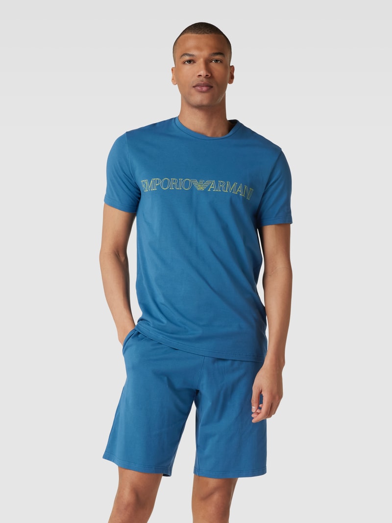 Pyjama mit Label-Print Modell 'MEGALOGO' in blau