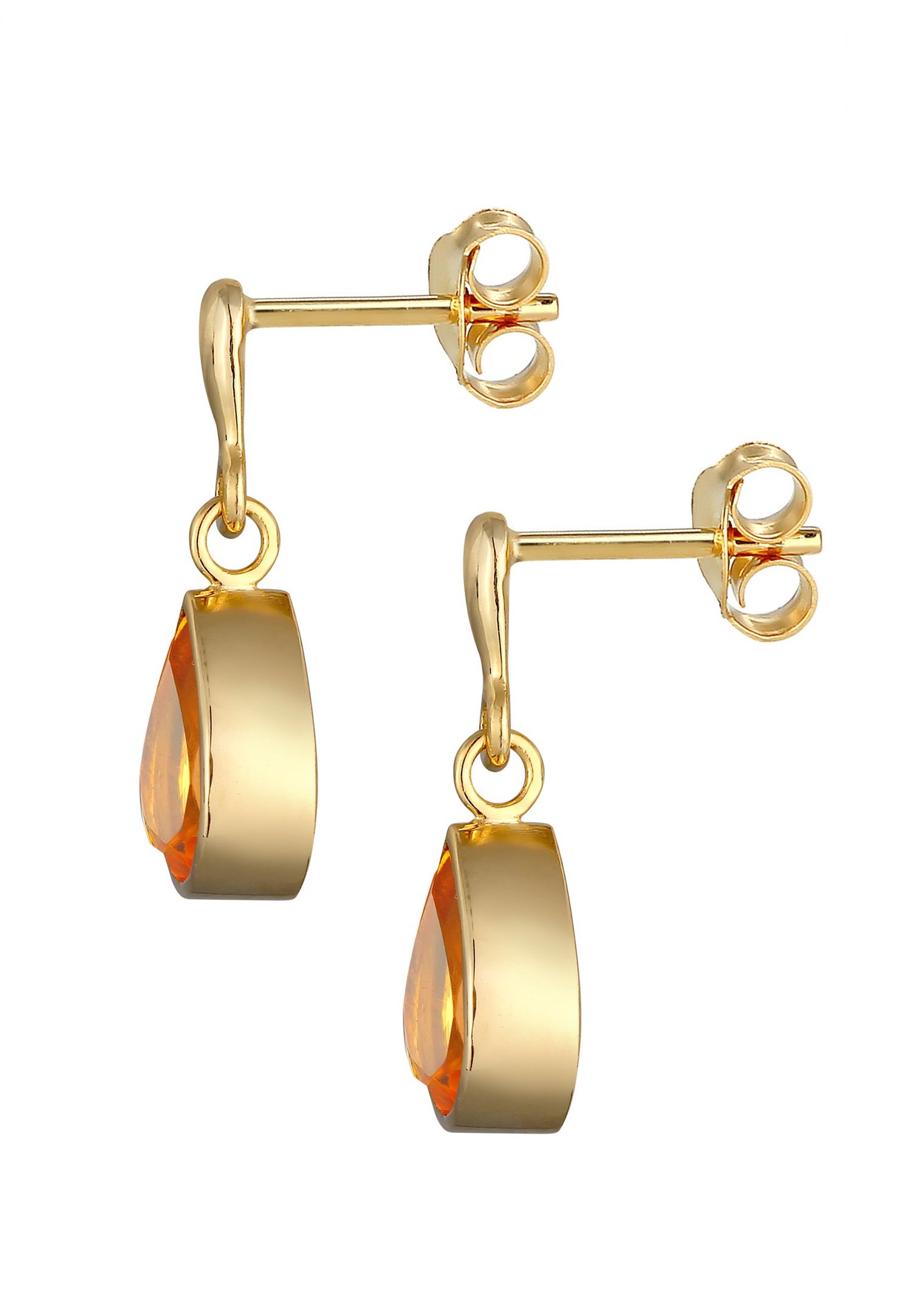 Elli PREMIUM ženske naušnice Elegantne viseće naušnice s citrinom od 925 sterling srebra pozlaćene