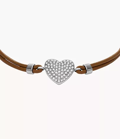 Fossil Armband Sadie Glitz Heart Leder braun