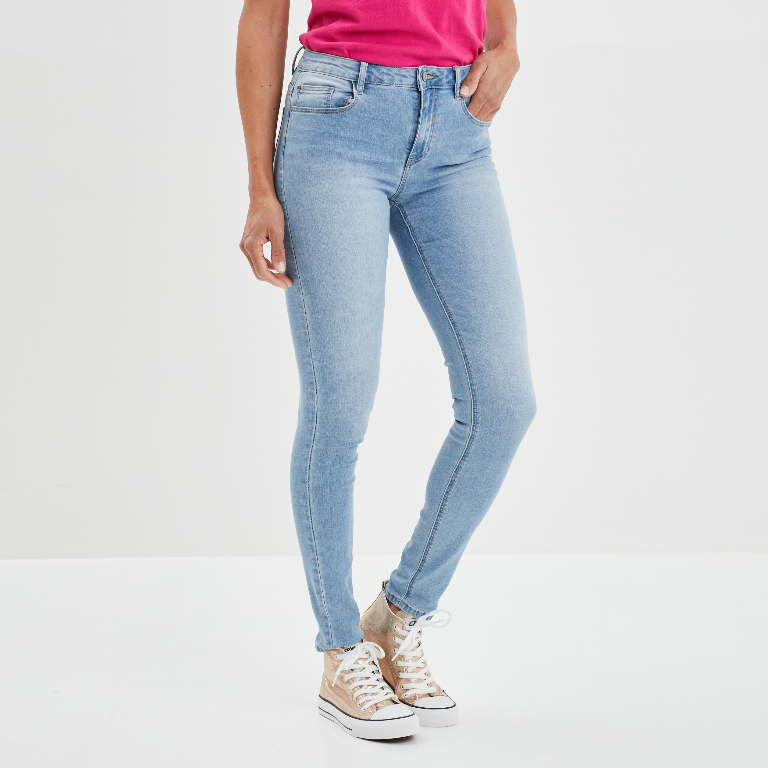 Jeans slim taille standard denim double stone femme | La Halle
