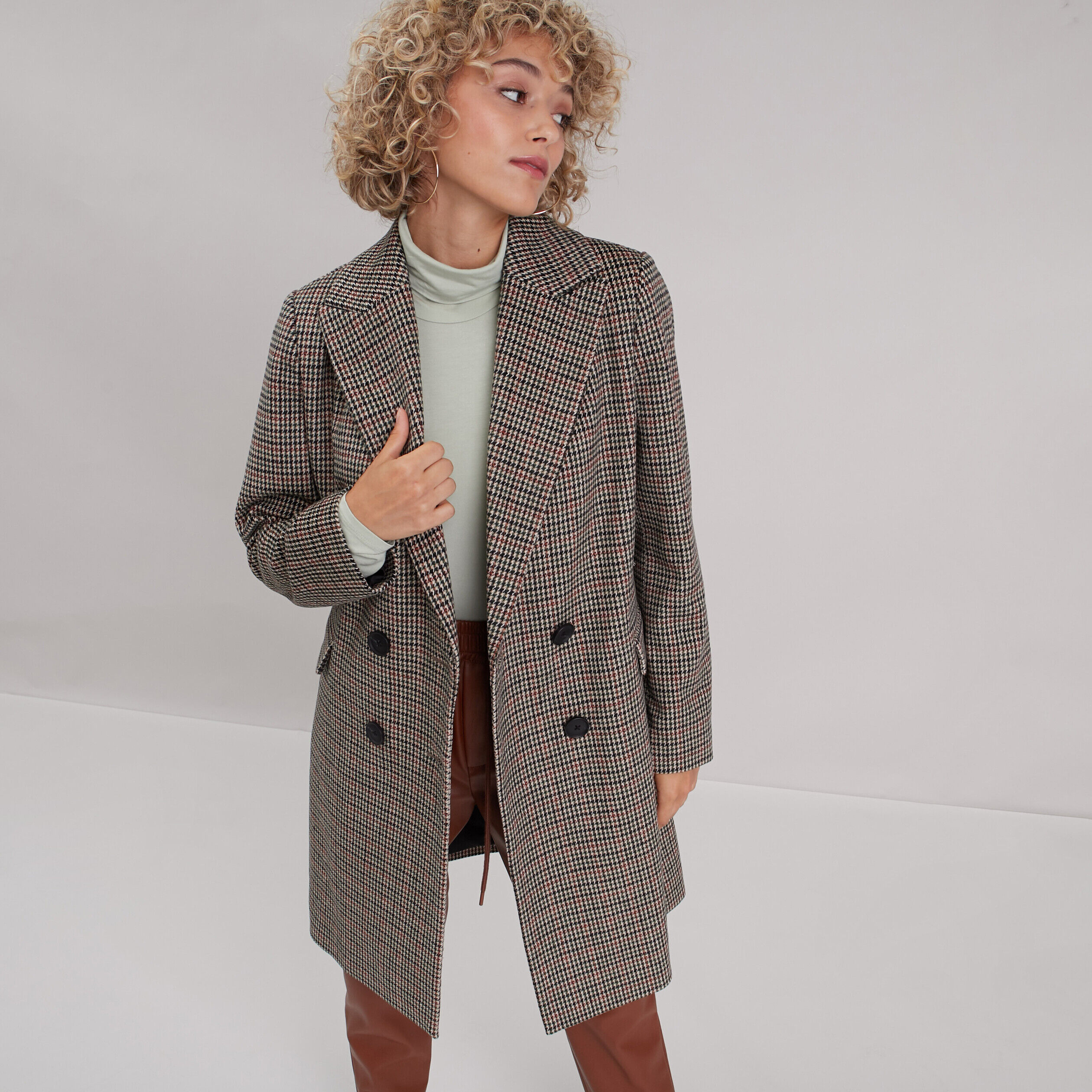 Manteau droit boutonné beige femme | Cache Cache