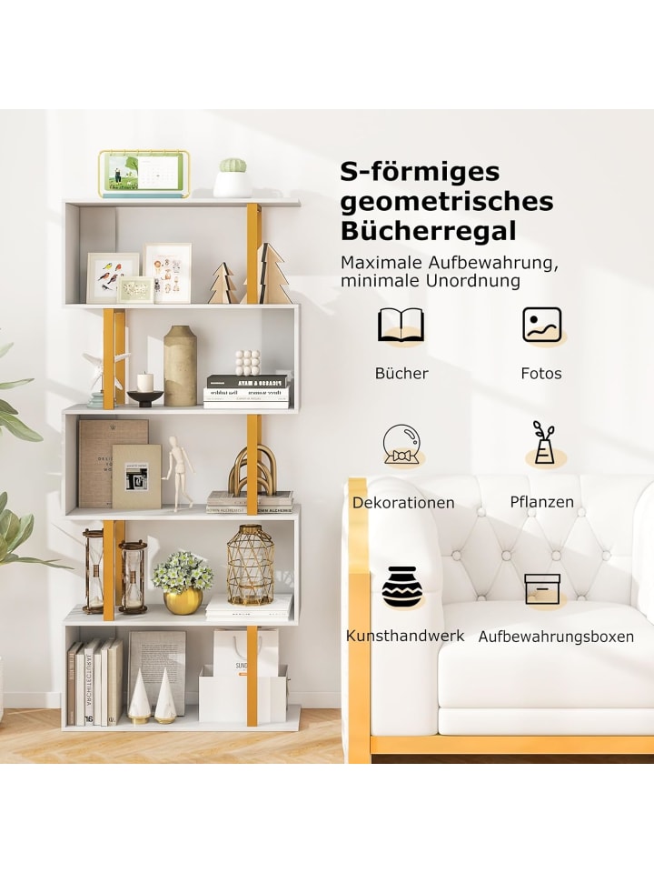 COSTWAY Standregal 5 Ebenen 70x24x157cm in Weiß günstig kaufen onesize