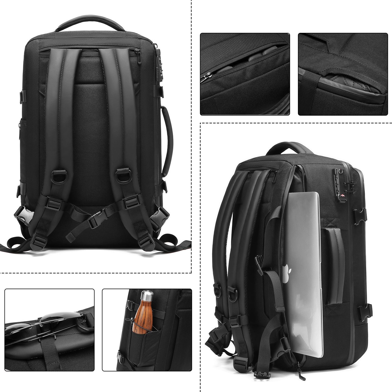 TAN.TOMI Laptoprucksack Laptop Rucksack Herren mit USB-Ladeanschluss Anti-Diebstahl Rucksack, für 17,3