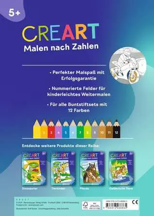 CreArt Malen nach Zahlen ab 5: Fahrzeuge