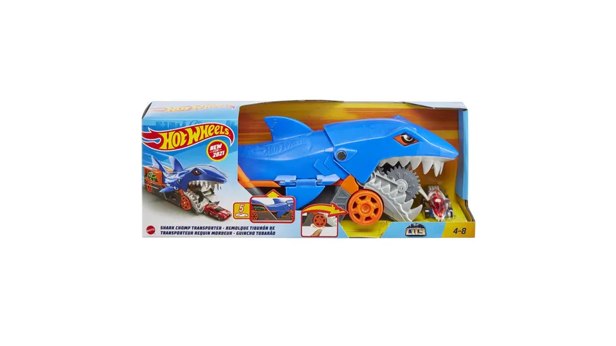 Hot Wheels Hungriger Hai-Transporter für bis zu 5 Spielzeugautos