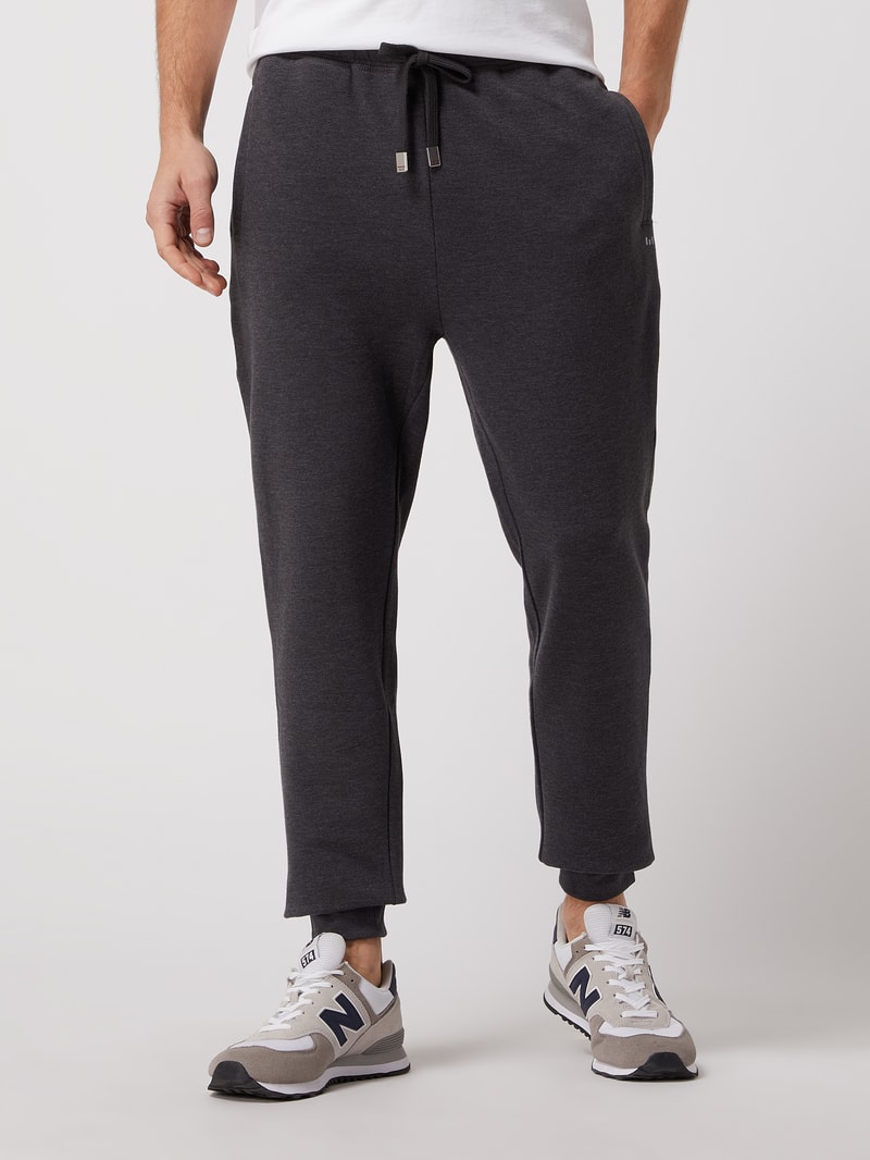Sweatshorts mit elastischem Bund in dunkelgrau meliert