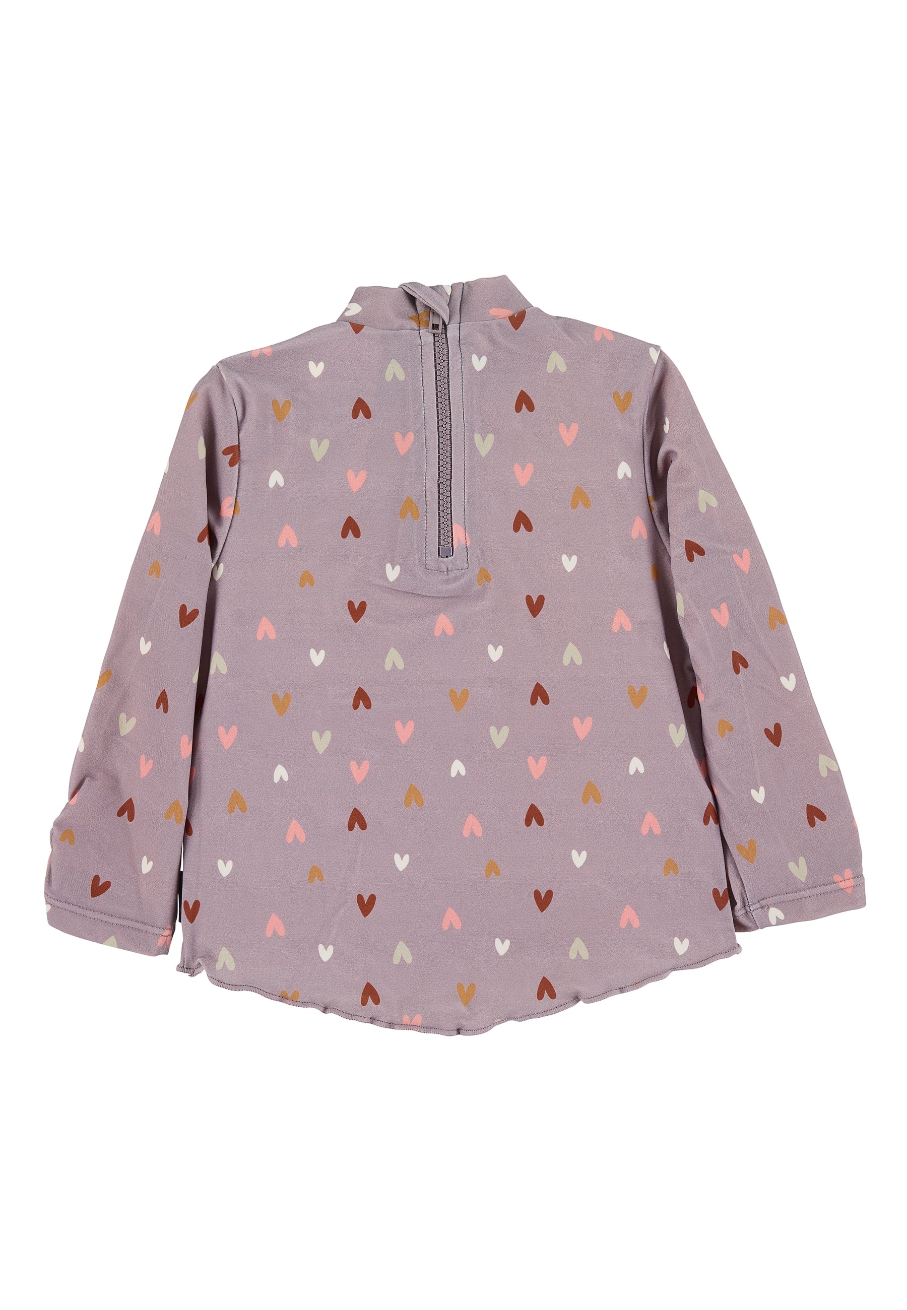 Langarm-Schwimmshirt in lila mit Herzchen Muster