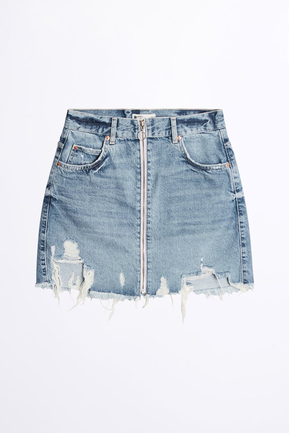 Zip denim skirt