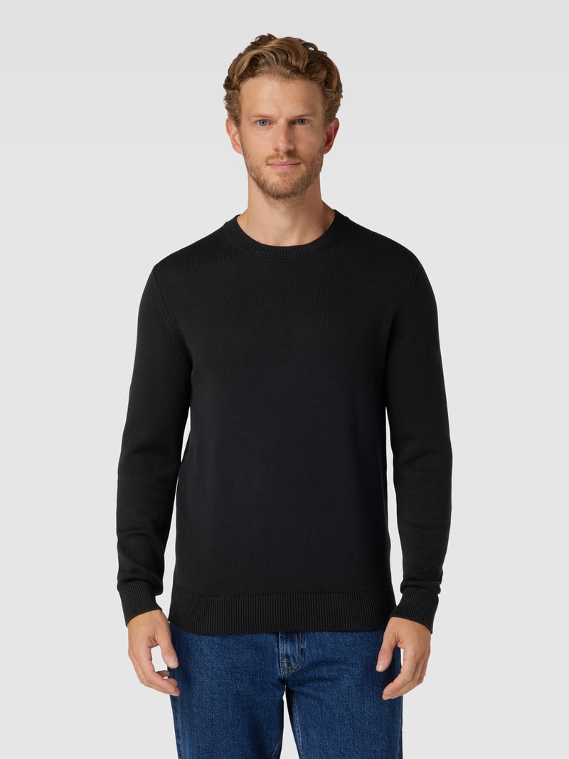 Strickpullover mit Label-Stitching in schwarz