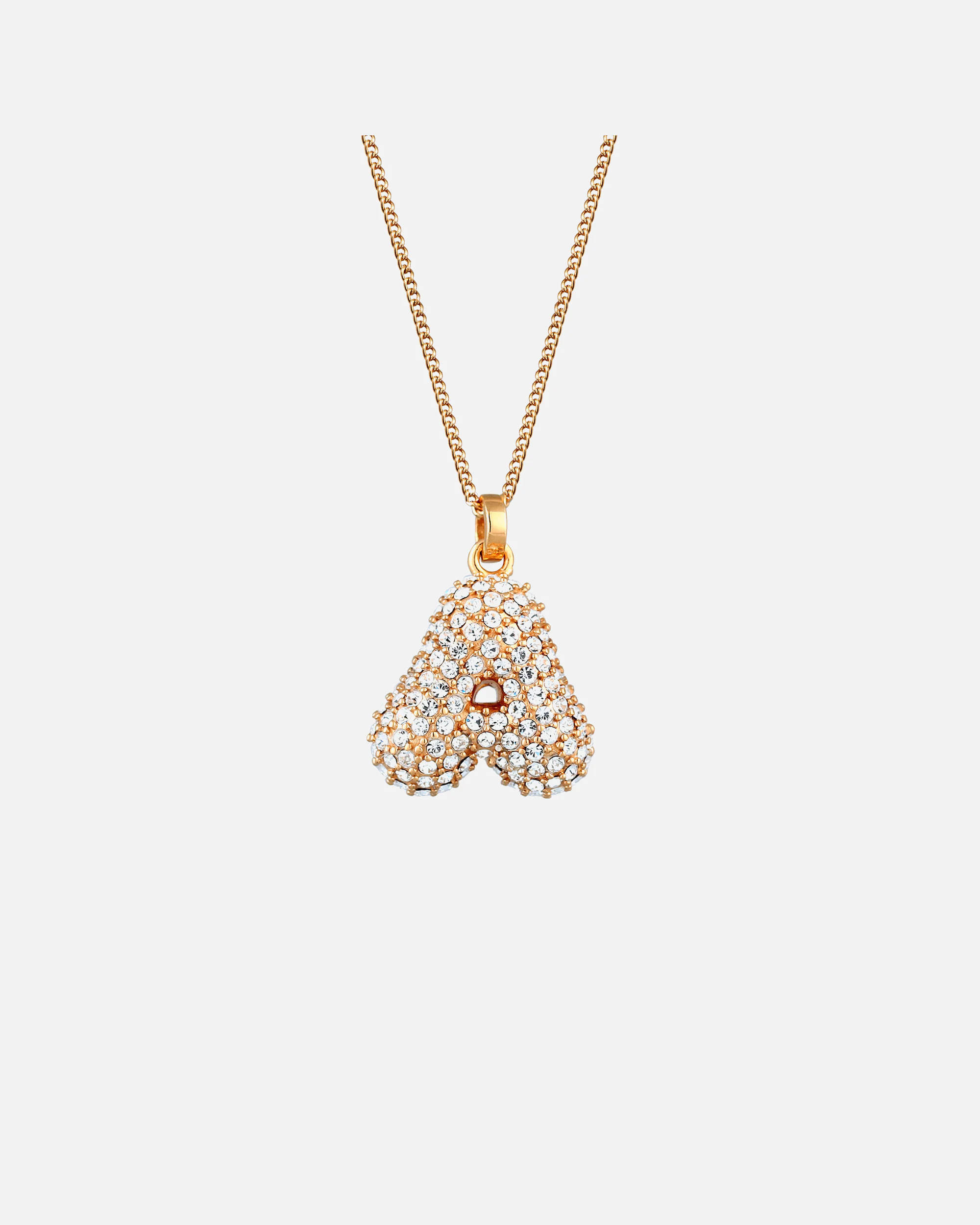 Collar Elli Elli para mujer con colgante de letra, cristales de vidrio Xilion, corte blanco, plata de ley 925 chapada en oro, 45 cm.