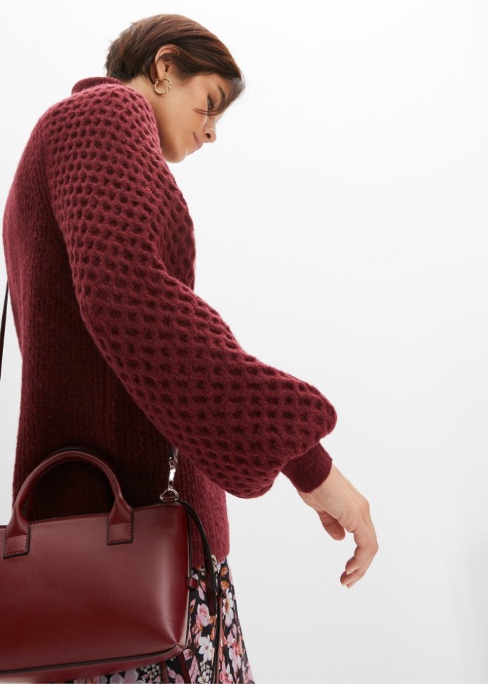 Grobstrick-Pullover mit Zopfmuster