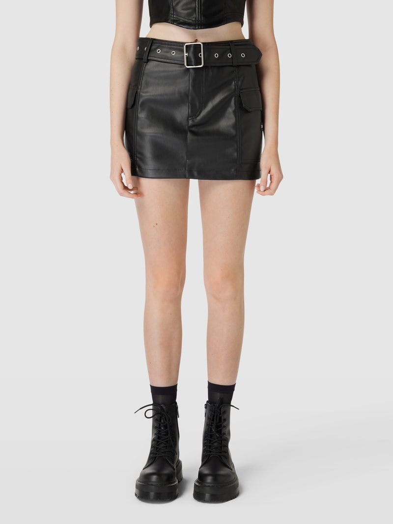 Minirock in Leder-Optik Modell 'PLEATHER' in schwarz