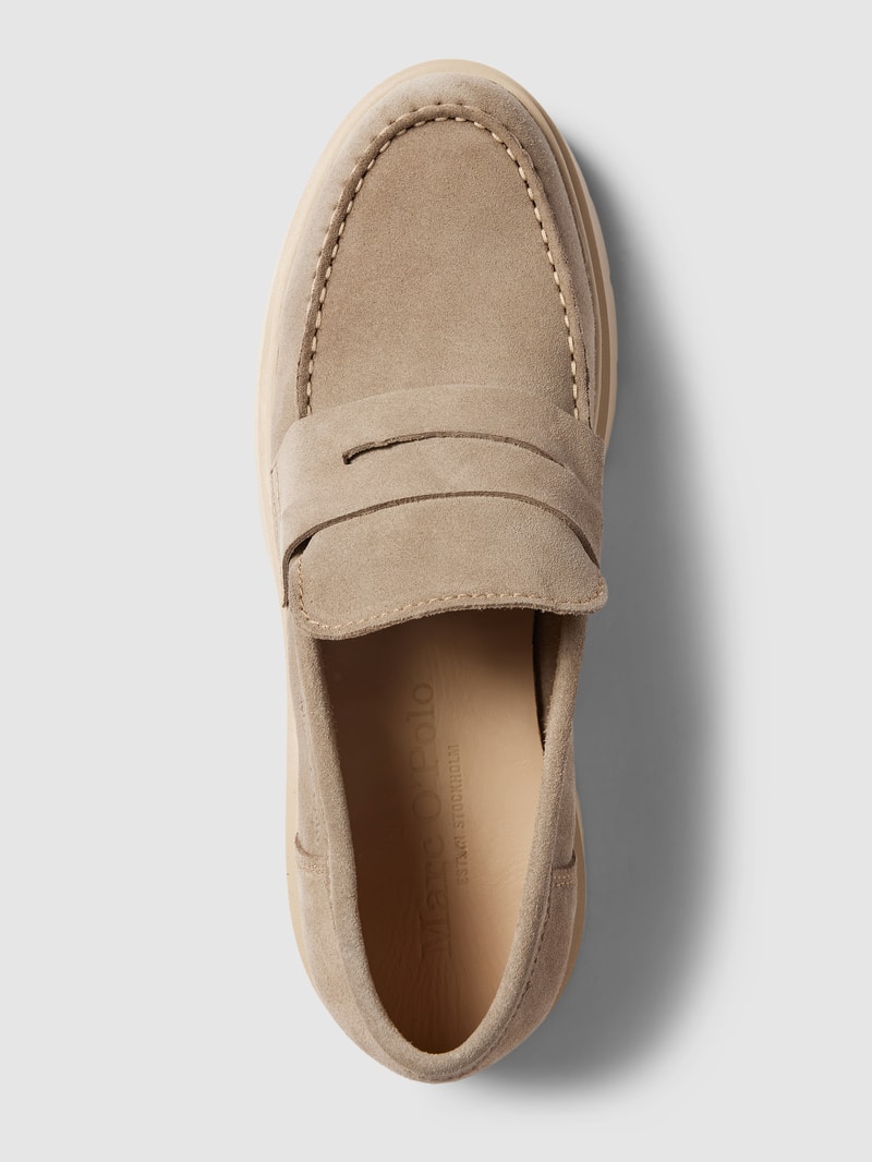 Loafer mit Ziernähten Modell 'Lars' in taupe