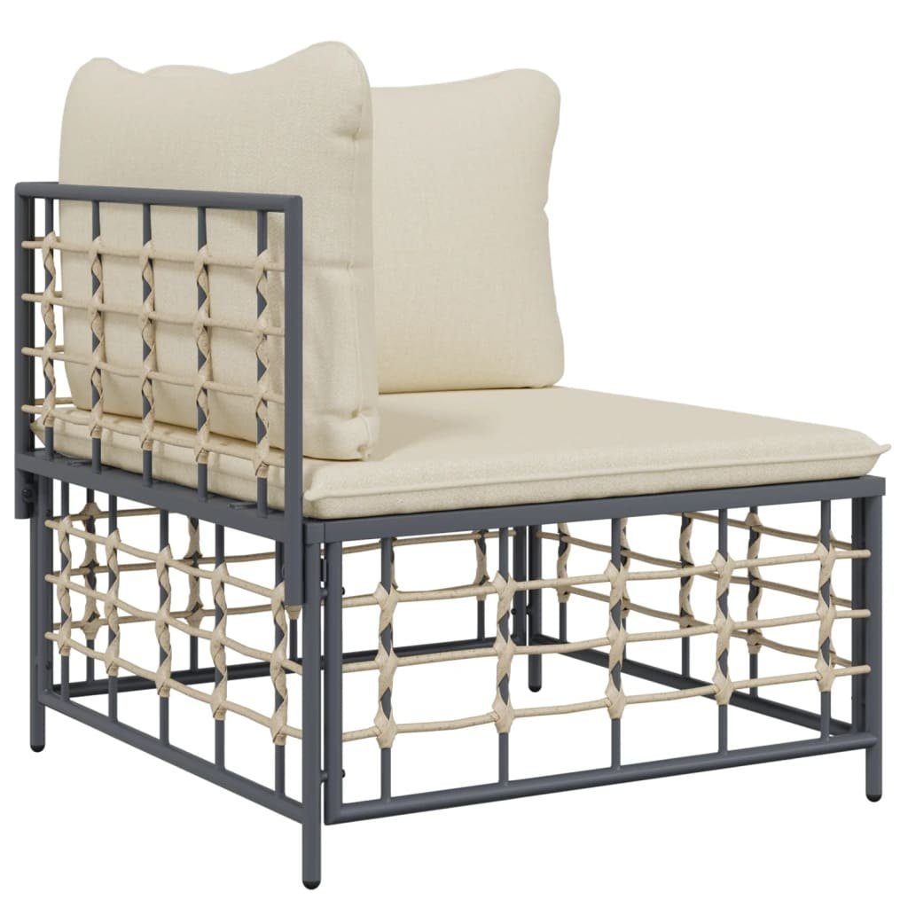 vidaXL Loungesofa 10-tlg. Garten-Lounge-Set mit Kissen Anthrazit Poly Rattan, 10 Teile