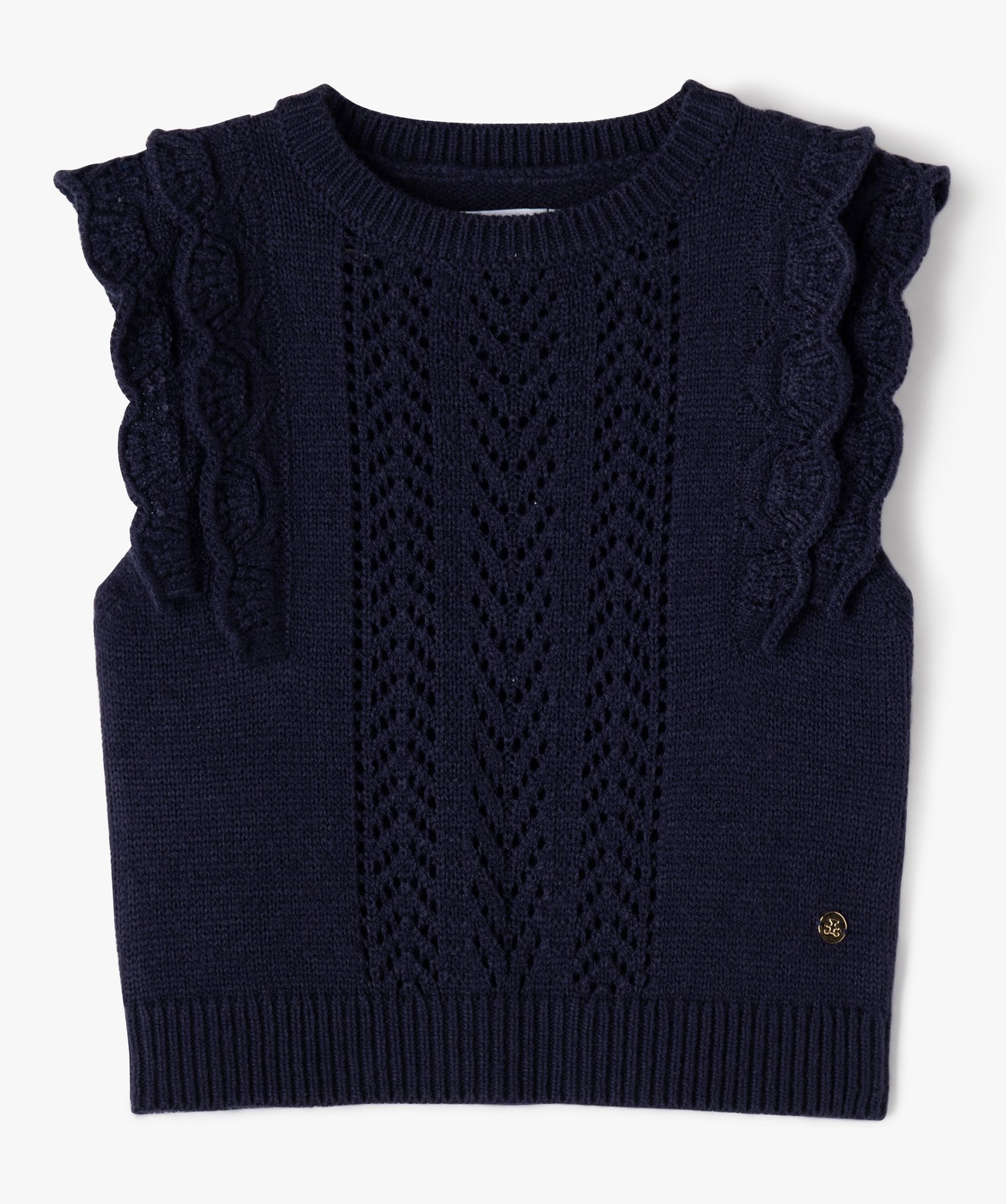 Pull sans manches en maille fantaisie fille - LuluCastagnette marine | GEMO