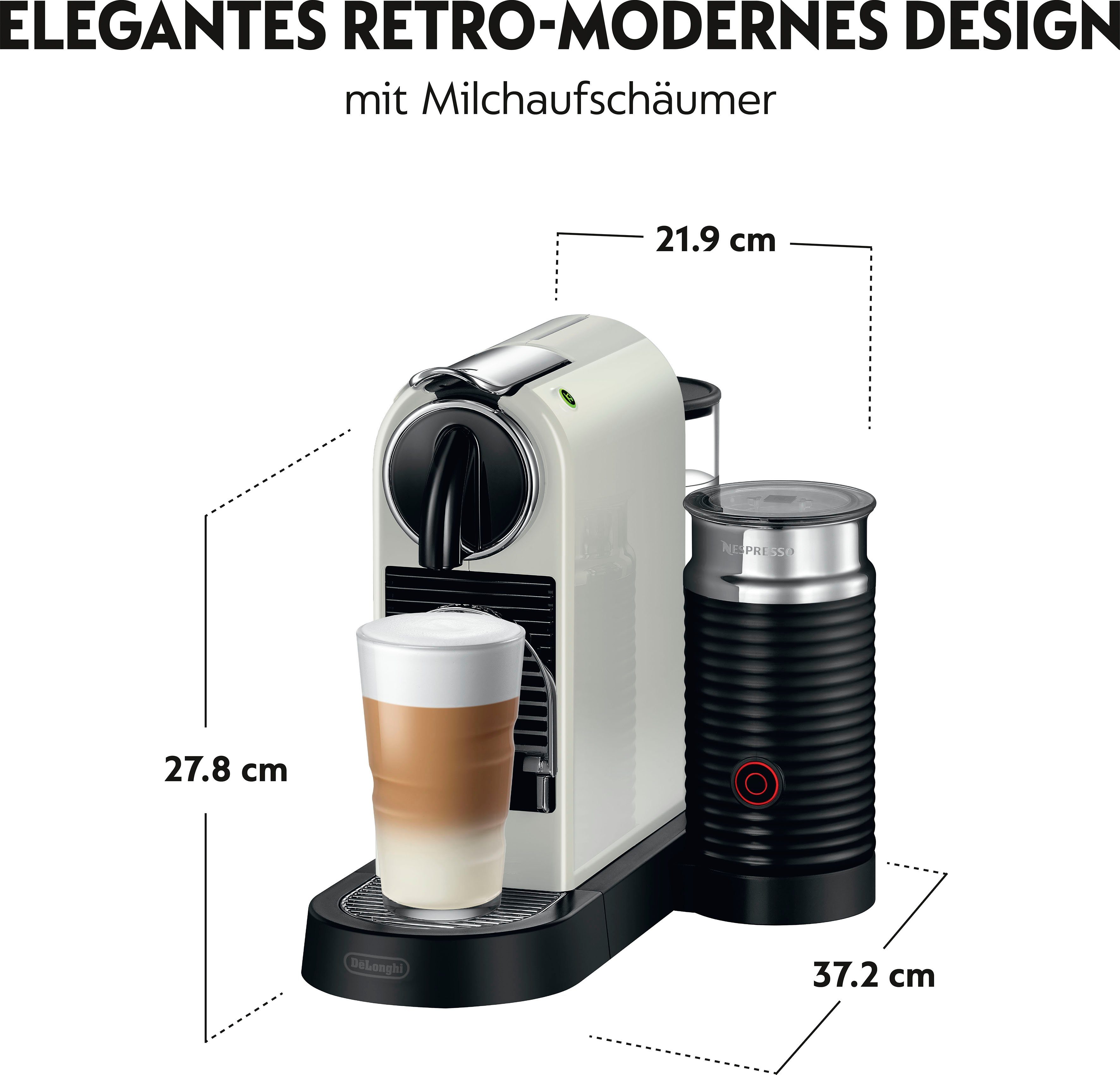 Nespresso Kapselmaschine CITIZ EN 267.WAE von DeLonghi, White, inkl. Aeroccino Milchaufschäumer, Willkommenspaket mit 7 Kapseln