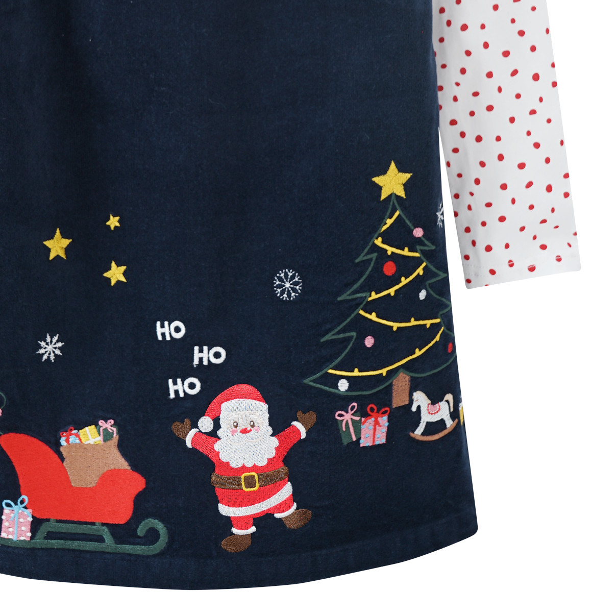 Mädchen Weihnachtskleid und Langarmshirt dunkelblau / weiss