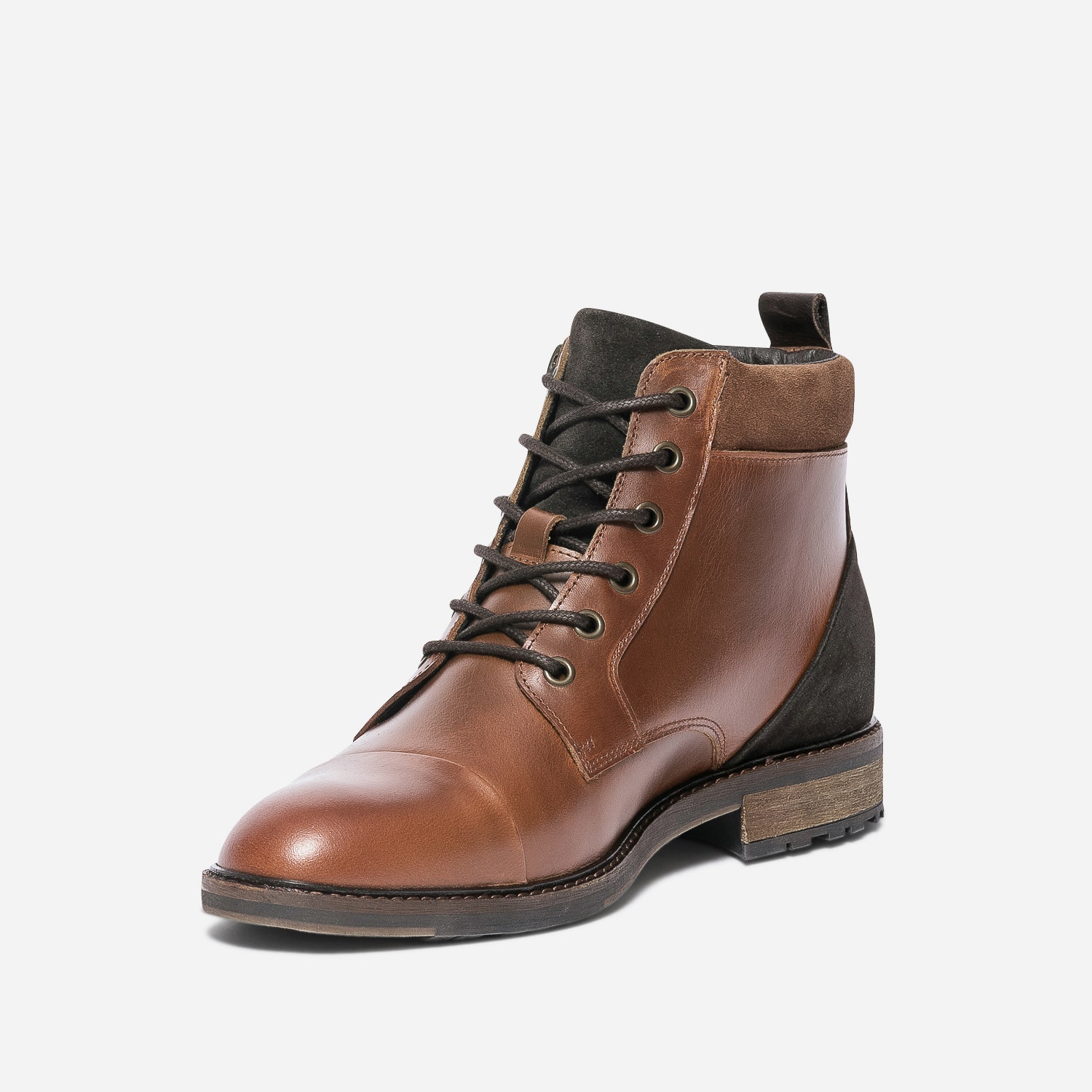 Boots à lacet cognac en cuir