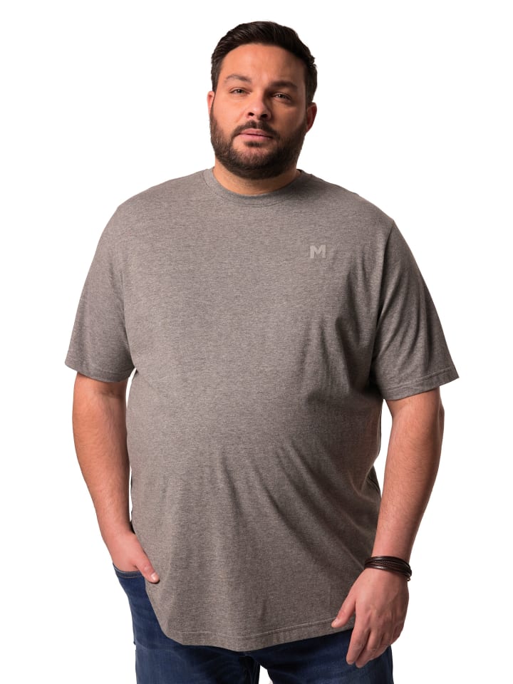 Men Plus Kurzarm T-Shirt in grau günstig kaufen