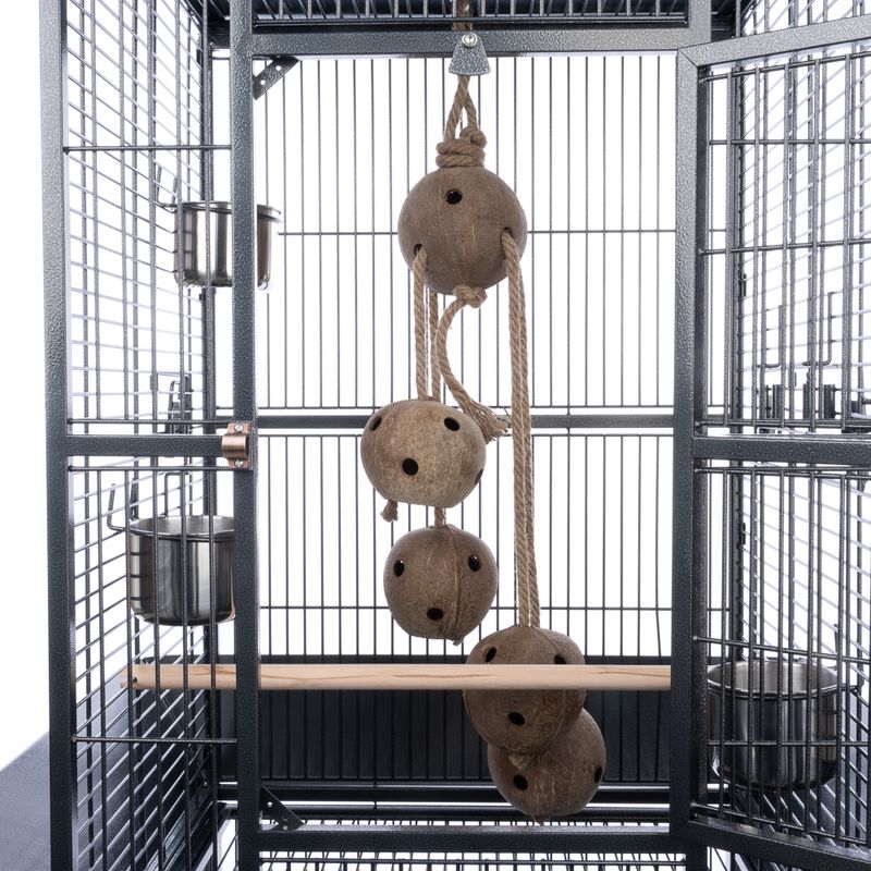 TIAKI Kokosnuss-Vogelspielzeug Swing & Forage