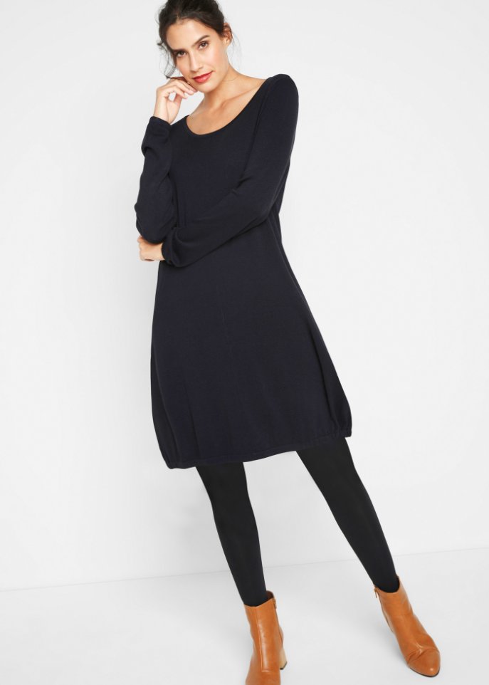 Feinstrickkleid in O-Silhouette, knieumspielend