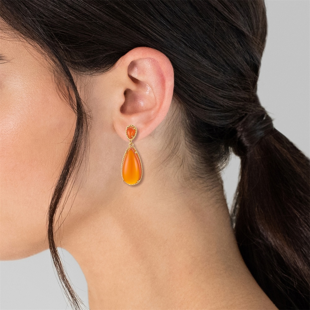 Rafaela Donata Boucles doreilles Argent sterling Cornaline en Or jaune Bijoux