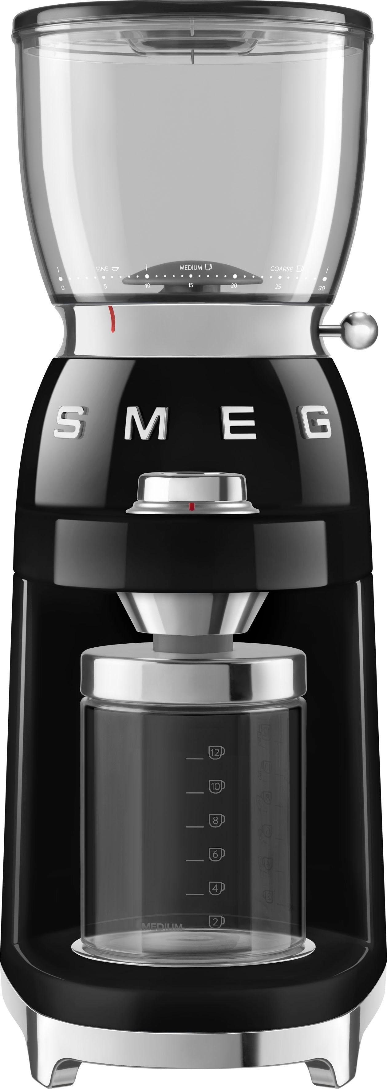 Smeg Kaffeemühle CGF01BLEU Schwarz, 150 W, Kegelmahlwerk, 350 g Bohnenbehälter