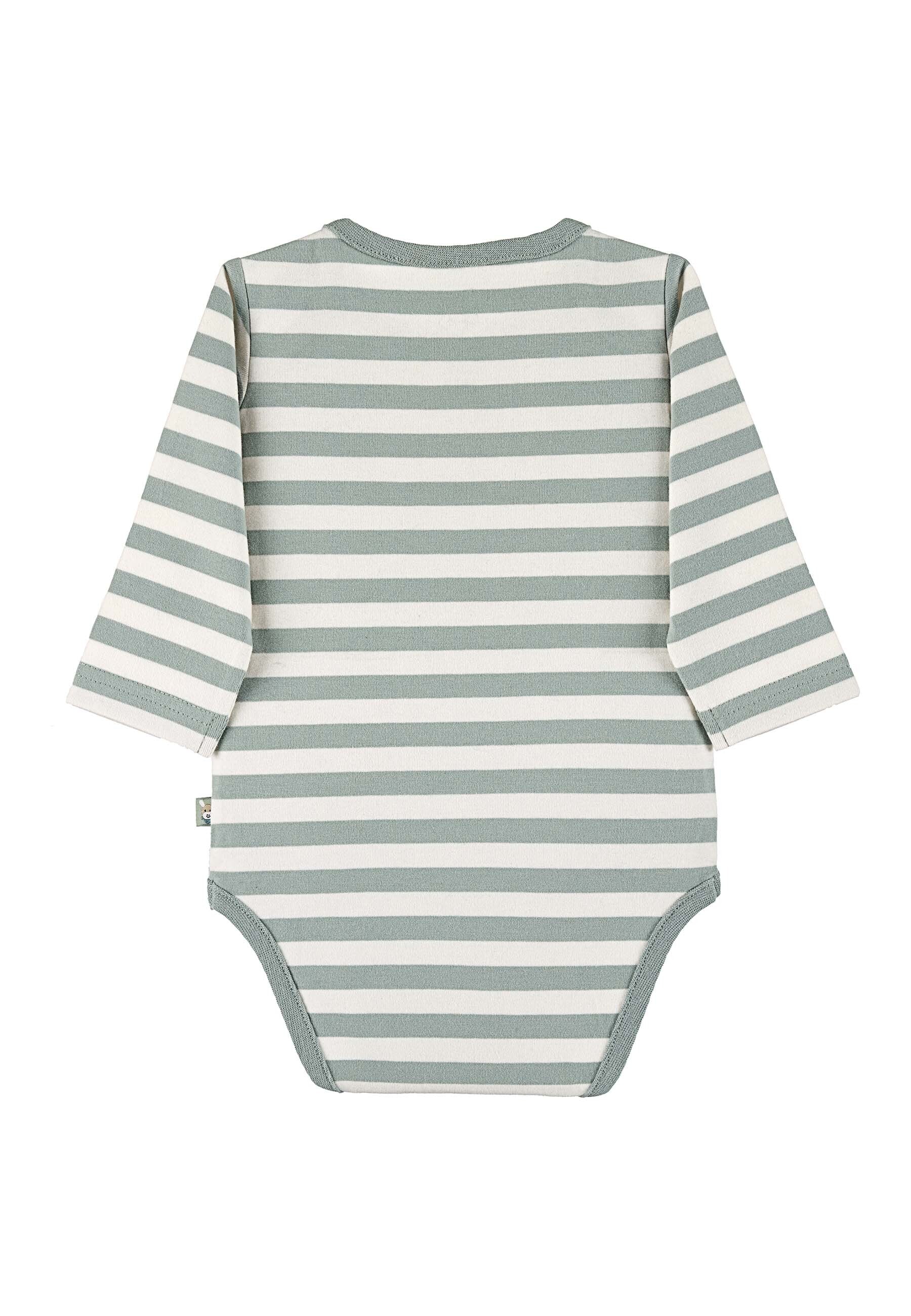 GOTS Langarm-Body Esel Emmi, gestreifter Jersey