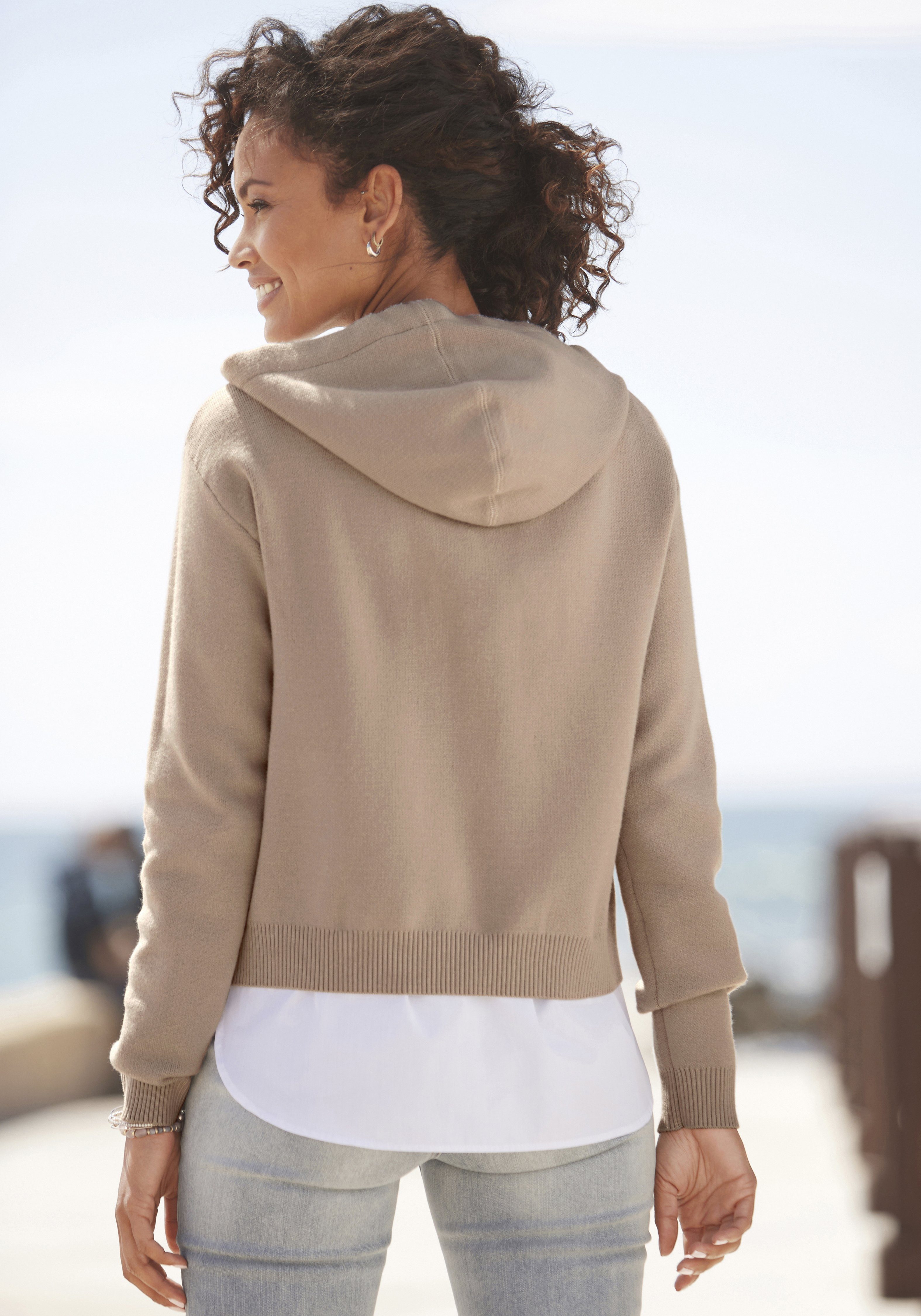 Vivance Kapuzenpullover mit abnehmbarem Bluseneinsatz