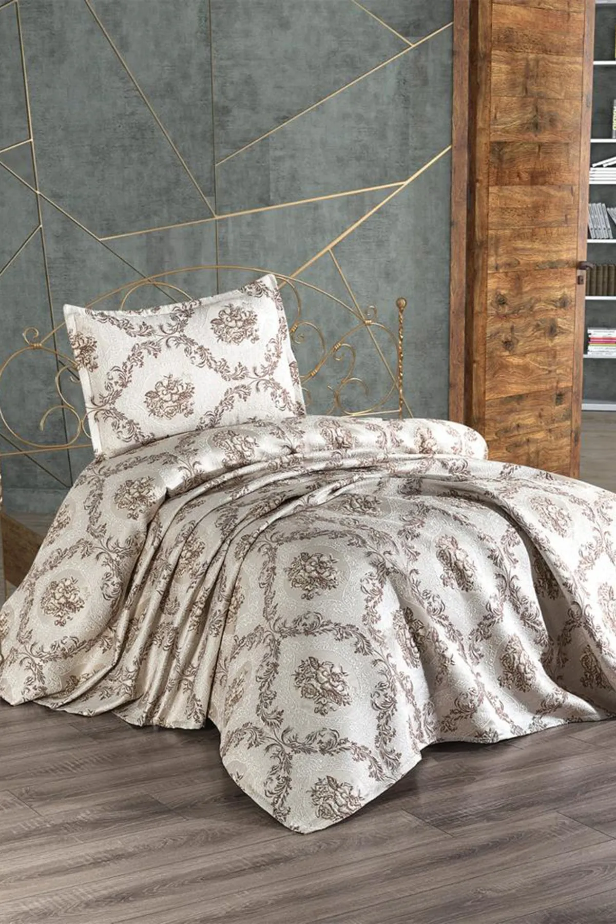 Çeyiz Diyarı  Meryem Einzel-Jacquard-Tagesdecke Cappucino