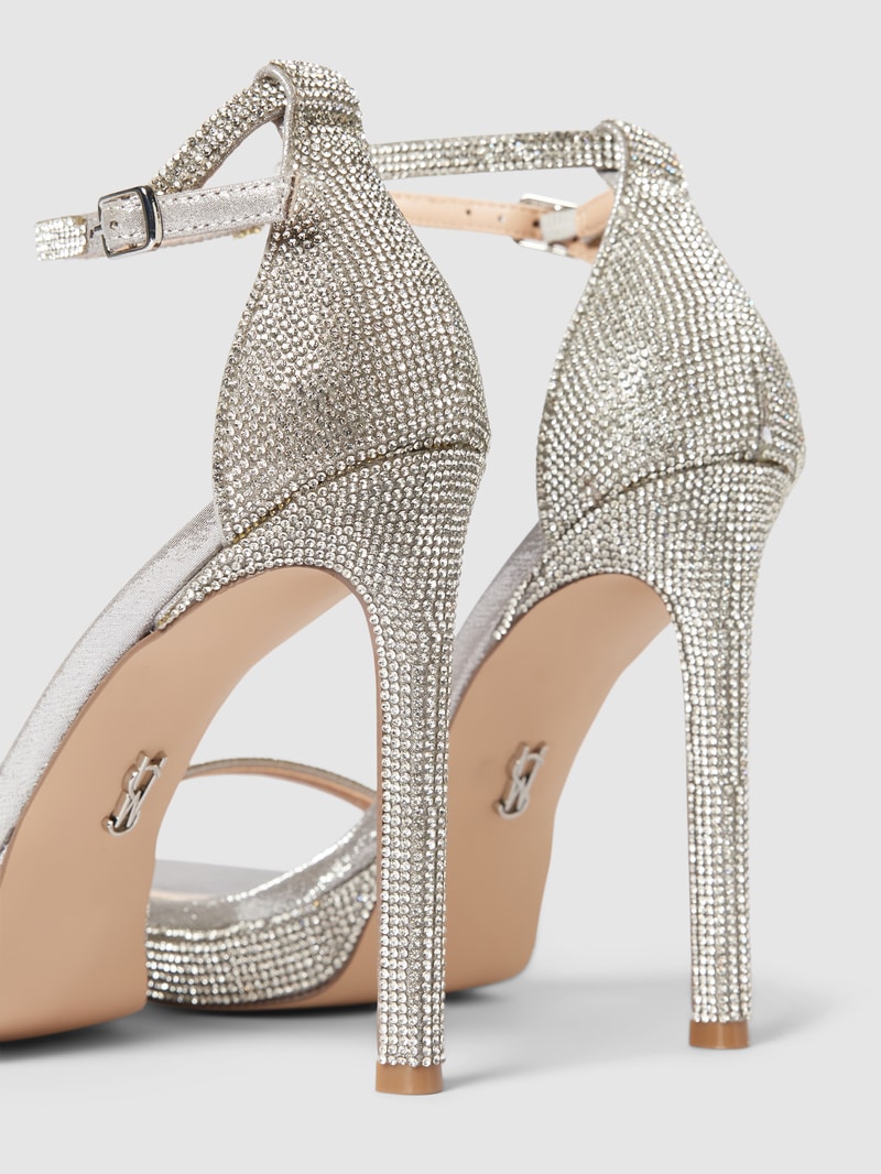Sandalette mit Strasssteinbesatz in silber