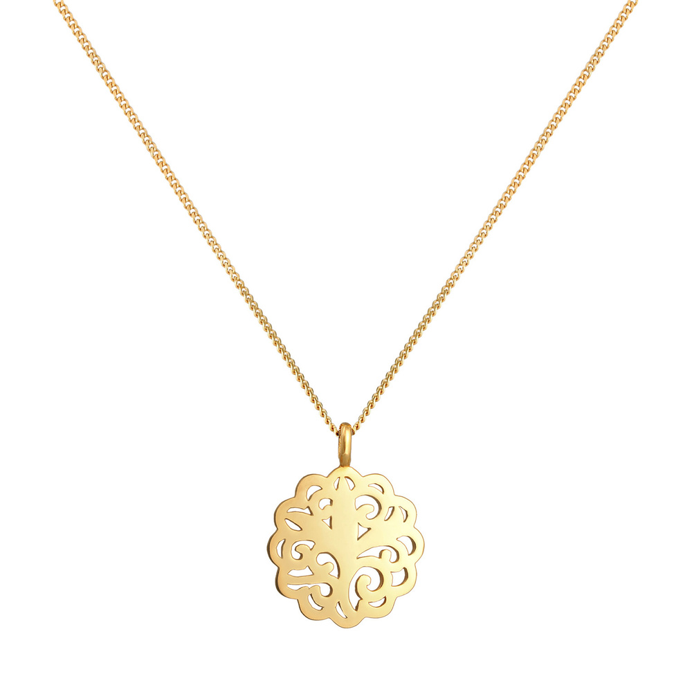 Elli Elli Collier Pendentif ornemental rond pour femme en argent sterling 925 Bijoux